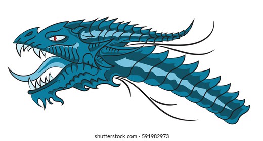 Dragon head, vector illustration, isolated on white