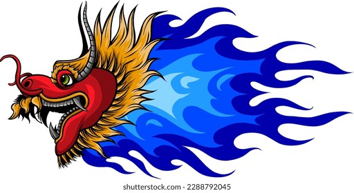 Dragon head Vector Illustration on white background. digital hand draw design
