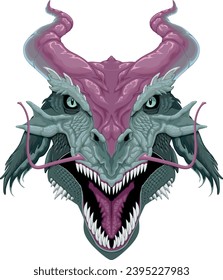 Dragon head, vector isolated animal