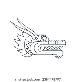 Dragon head.  Vector linear illustration icon isolated on white background.