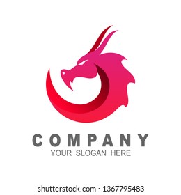 Dragon head vector logo, dragon logo illustration
