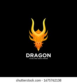 Dragon Head Vector Logo Illustration. Gradient Colorful Style.