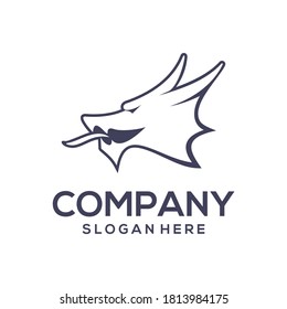 ilustración del logotipo del vector del cabezal de dragón, buena para mascota, o logística, industria del logotipo, color plano con negro.