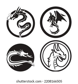 dragon head vector logo set image, top view. perfect for backgrounds, wallpapers and more