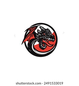 Dragon head vector logo template on white background for sport corporate identity.