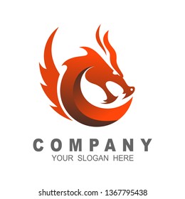 Dragon head vector logo, dragon and wing logo template