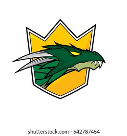Dragon Head Vector on Yellow Shield