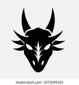 Dragon head vector silhouettes illustration design, isolated white background. Logo type, Tee shirt design illustration vector.