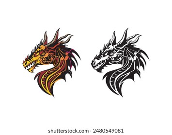 Vector de la cabeza del dragón para el logotipo del equipo deportivo