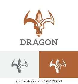 Dragon Head Vintage Retro Style Logo Design