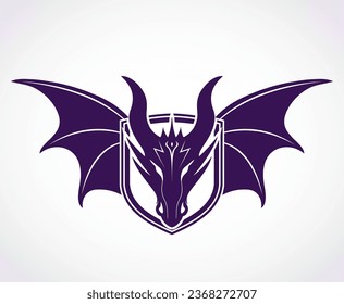 dragon head winged heraldry logo