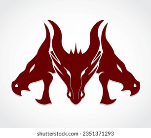 dragon heads simple logo design