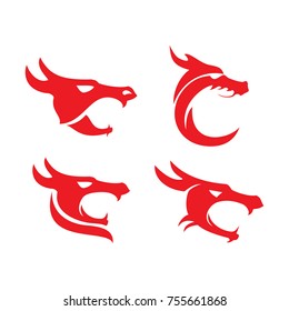 dragon heads type icon logo vector 
