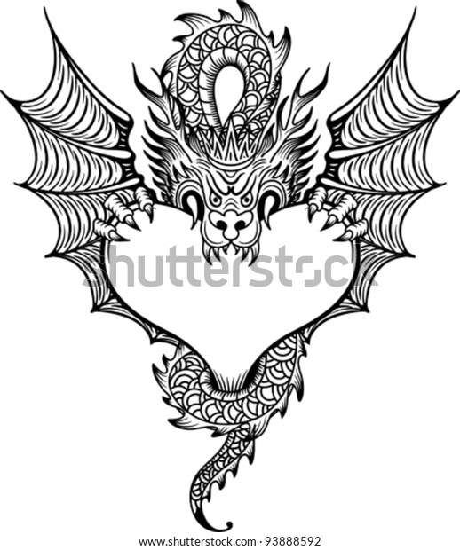 Dragon Heart Stock Vector (Royalty Free) 93888592
