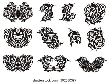 Dragon Heart Dragon Butterflies Other Symbols Stock Vector (Royalty ...