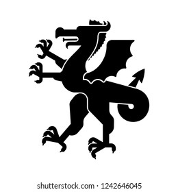 Dragon Heraldic animal silhouette. Fantastic Beast. Monster for coat of arms. Heraldry design element.