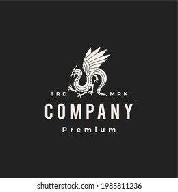 dragon hipster vintage logo vector icon illustration