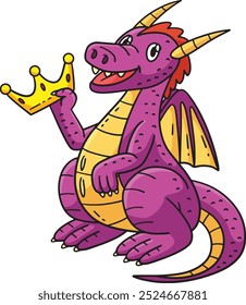 Dragon Holding a Trident Cartoon Colored Clipart 