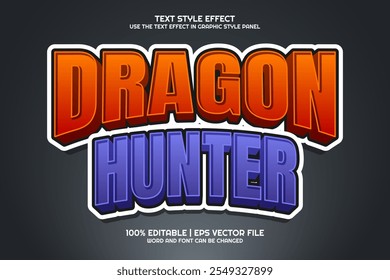 Dragon Hunter cartoon Editable text Effect 3D Game Style