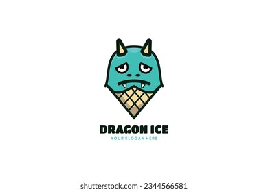 dragon ice cream cone vector template logo design