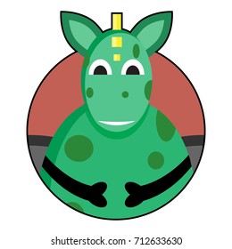 Dragon icon avatar. Vector dragon or dinosaur cartoon, cute monster dragon illustration