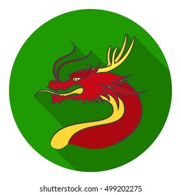 Dragon icon in flat style isolated on white background. South Korea symbol stock vector illustration.