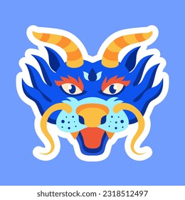 Dragon icon illustration in flat style. Happy Chinese New Year. Traditional Asian holiday lunar calendar.