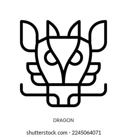 dragon icon. Line Art Style Design Isolated On White Background