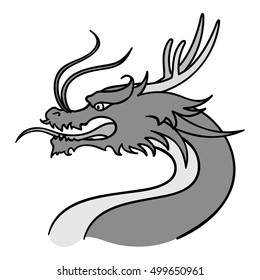 Dragon icon in monochrome style isolated on white background. South Korea symbol stock vector illustration.