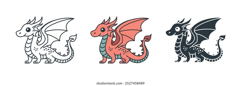 Dragon icon symbol vector illustration isolated on white background