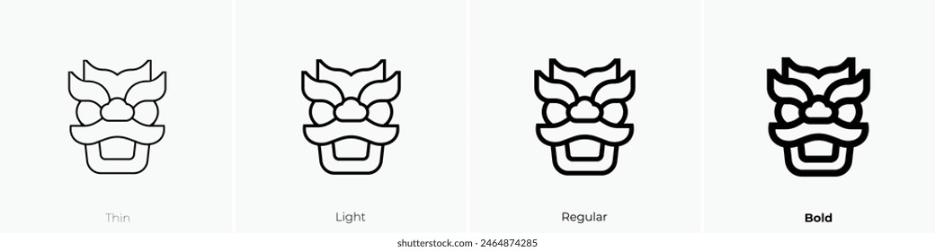 dragon icon. Thin, Light Regular And Bold style design isolated on white background