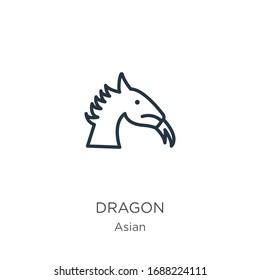 Dragon icon. Thin linear dragon outline icon isolated on white background from asian collection. Line vector sign, symbol for web and mobile