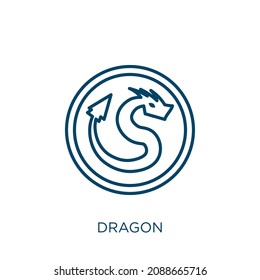 dragon icon. Thin linear dragon outline icon isolated on white background. Line vector dragon sign, symbol for web and mobile