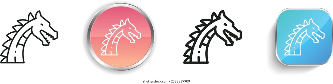 dragon icon. Thin Linear, Regular and Button Style Design Isolated On White Background