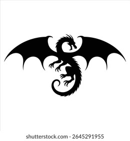 dragon icon vector silhouette on white background.