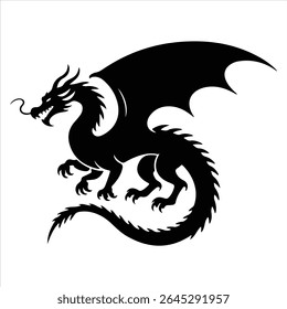 dragon icon vector silhouette on white background.