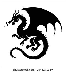 dragon icon vector silhouette on white background.