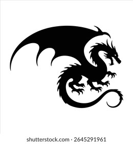 dragon icon vector silhouette on white background.