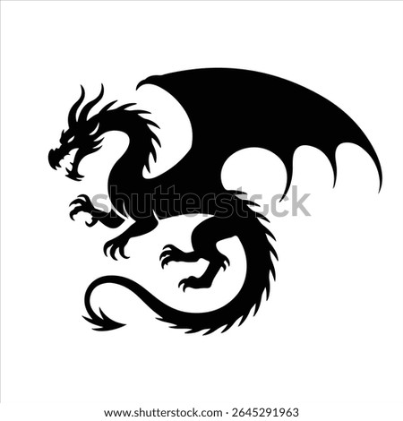 dragon icon vector silhouette on white background.