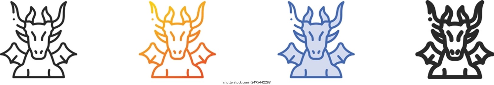 dragon icon.Thin Linear, Gradient, Blue Stroke and bold Style Design Isolated On White Background