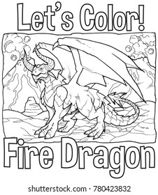 Dragon Illustration art line suitable for kids coloring activity and education