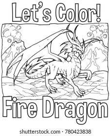 Dragon Illustration art line suitable for kids coloring activity and education