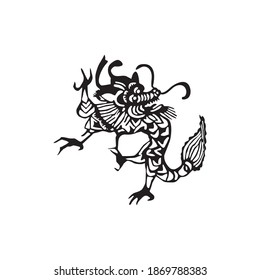 Dragon Illustración Vector Blanco Negro