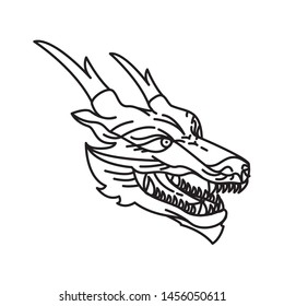 dragon illustration with line art style