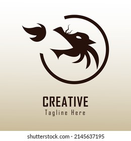 dragon illustration logo design, dragon head, dragon fire, dragon mustache