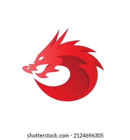 Dragon illustration with modern gradient color, dragon logo vector icon