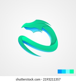 Dragon illustration with modern gradient color, dragon logo vector icon