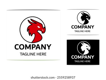 Dragon illustration with modern gradient color, dragon logo vector icon, logo Head dragon Orange and black colors vector illustration