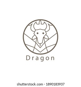 dragon illustration outline logo abstract color design vector