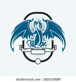 dragon illustration, t-shirt design or logo template